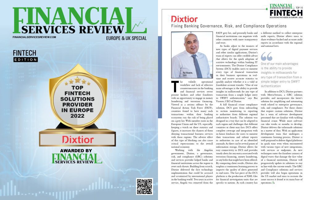 Dixtior é Top Fintech Solutions Provider In Europe 2022 1 dixtior top fintech solutions provider in europe 2022 page 0001